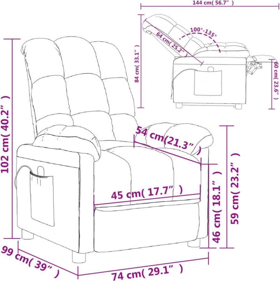 VidaXL Fauteuil verstelbaar elektrisch stof bruin - Foto 2