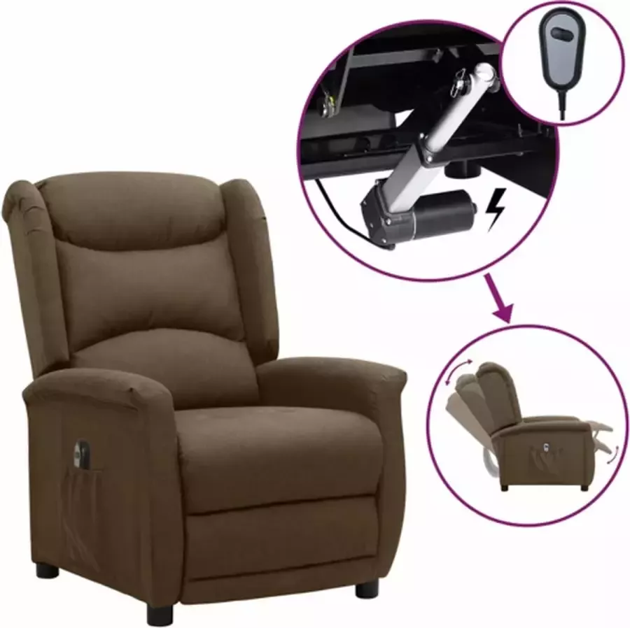 VidaXL Fauteuil verstelbaar elektrisch stof bruin - Foto 2