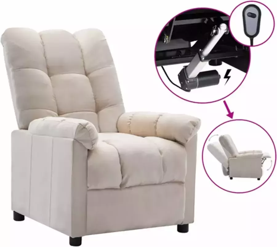 VidaXL Fauteuil verstelbaar elektrisch stof crèmekleurig - Foto 2