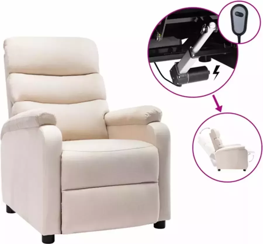 VidaXL Fauteuil verstelbaar elektrisch stof crèmekleurig - Foto 2