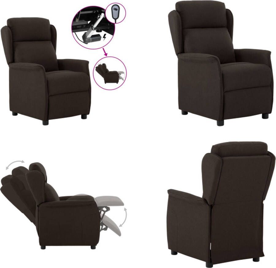VidaXL Fauteuil verstelbaar elektrisch stof donkerbruin Fauteuil Fauteuils Leunstoel Armstoel
