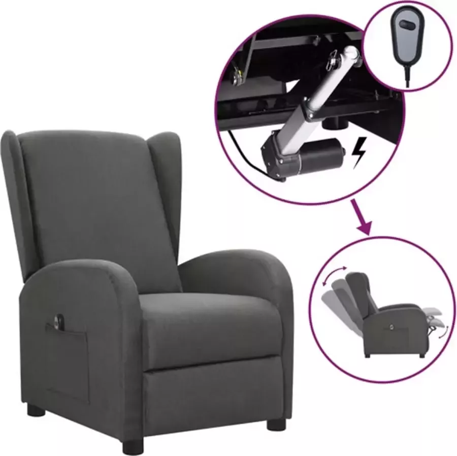 VidaXL Fauteuil verstelbaar elektrisch stof donkergrijs - Foto 2