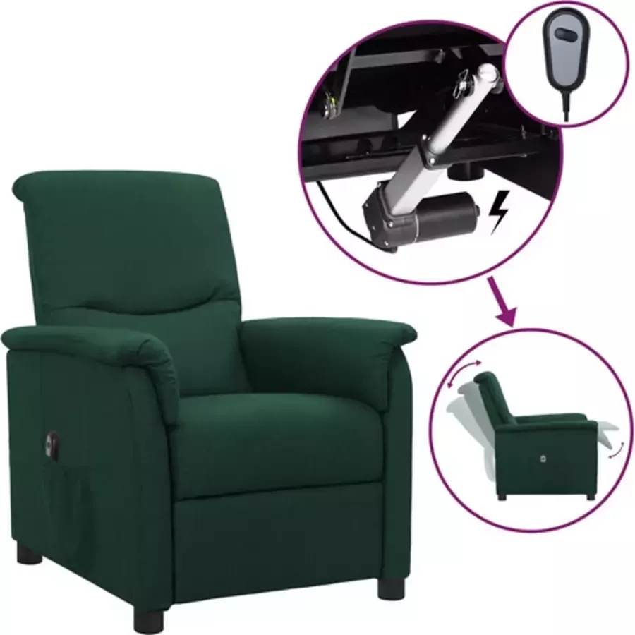 VidaXL Fauteuil verstelbaar elektrisch stof donkergroen - Foto 2
