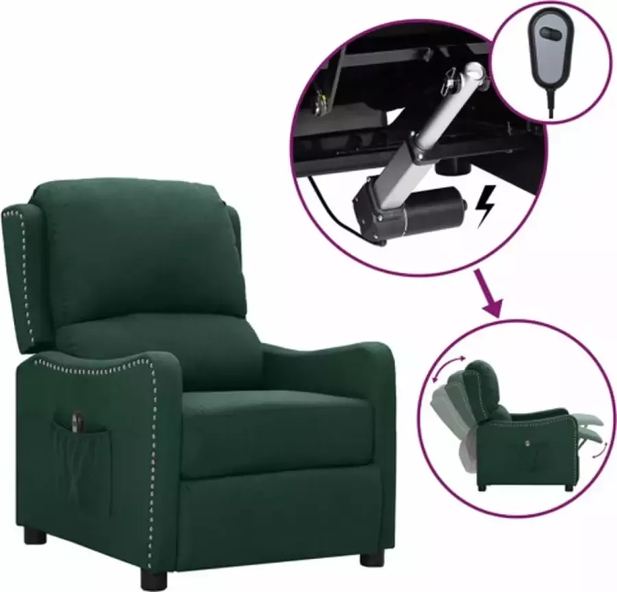 VidaXL Fauteuil verstelbaar elektrisch stof donkergroen - Foto 1