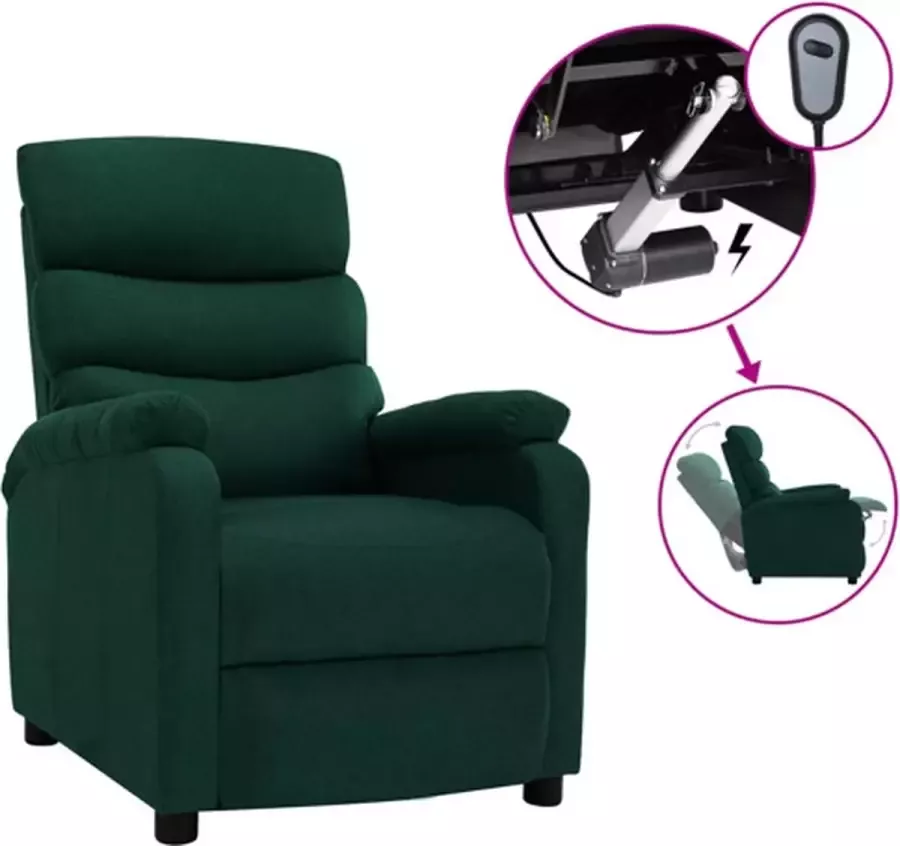 VidaXL Fauteuil verstelbaar elektrisch stof donkergroen - Foto 1