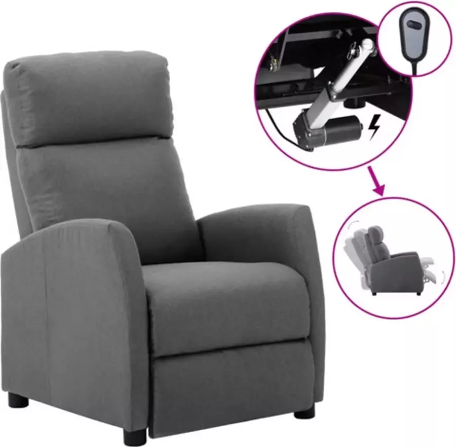 VidaXL Fauteuil verstelbaar elektrisch stof lichtgrijs - Foto 3