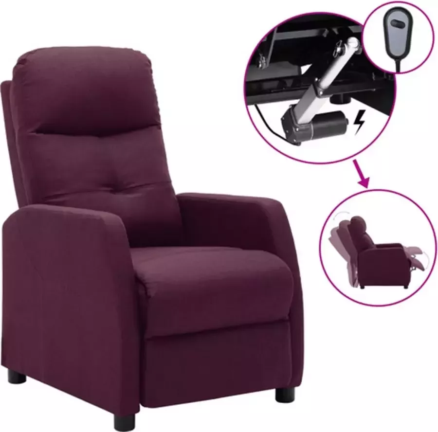 VIDAXL Fauteuil verstelbaar elektrisch stof paars - Foto 2
