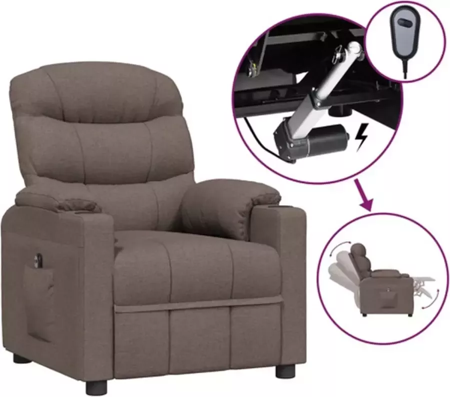 VidaXL Fauteuil verstelbaar elektrisch stof taupe - Foto 6