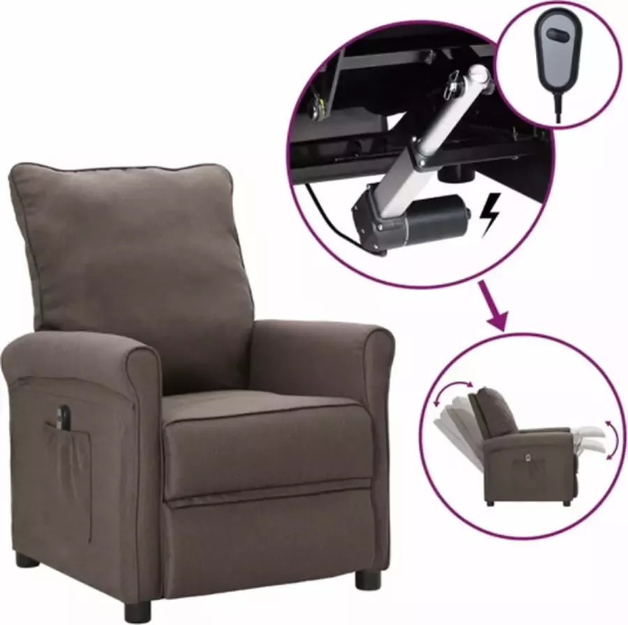 VidaXL Fauteuil verstelbaar elektrisch stof taupe