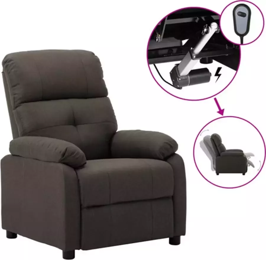 VidaXL Fauteuil verstelbaar elektrisch stof taupe - Foto 4