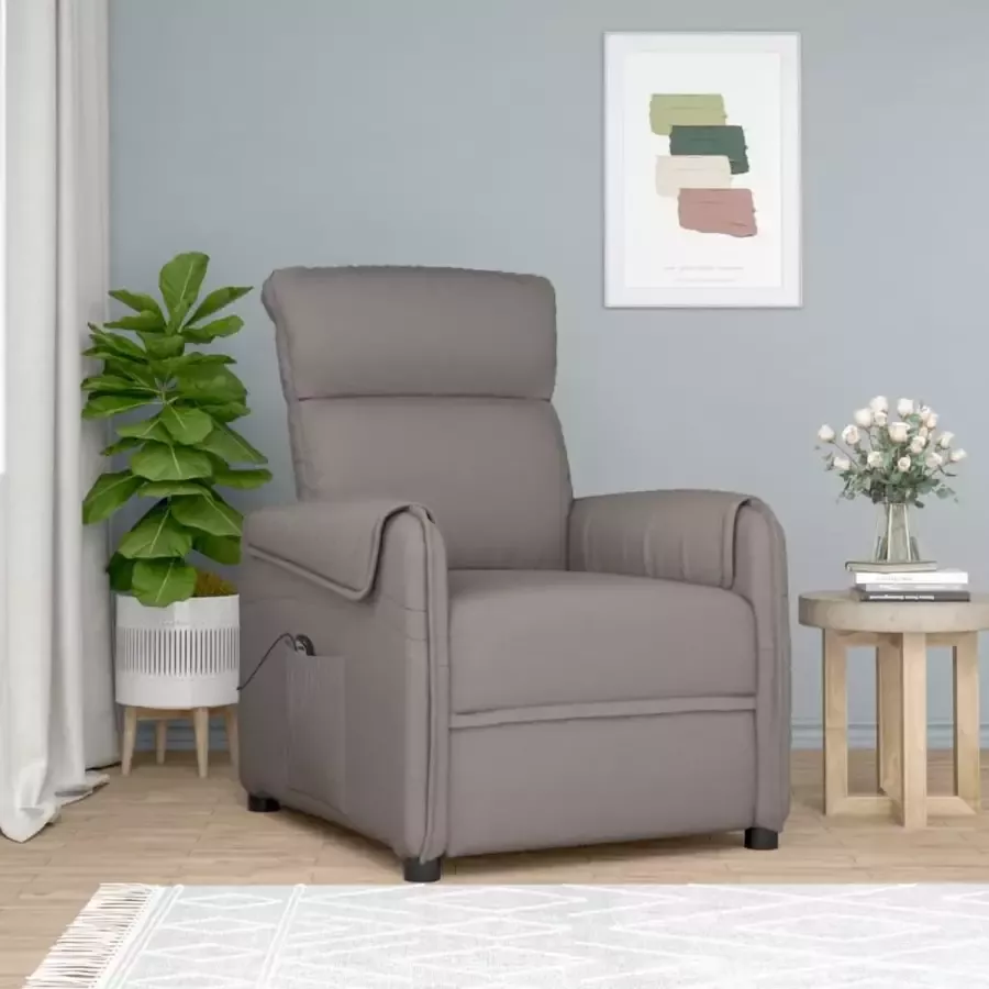VidaXL Fauteuil verstelbaar elektrisch stof taupe - Foto 2