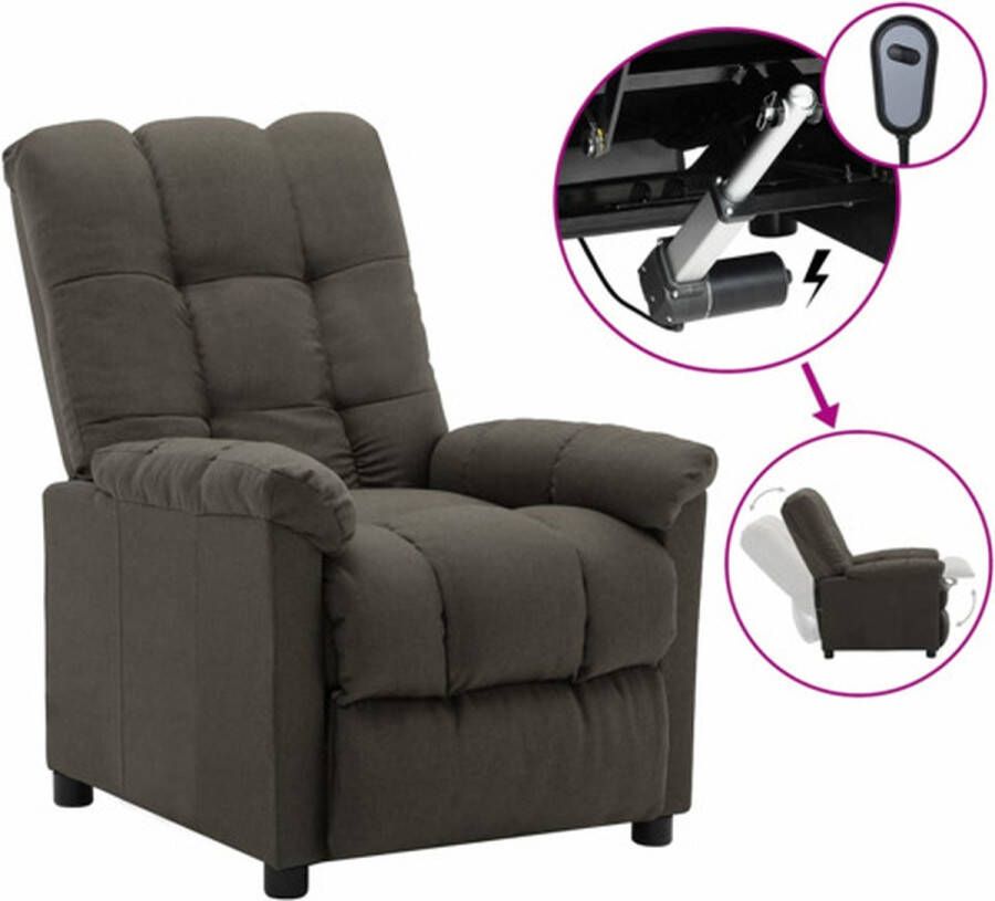 VIDAXL Fauteuil verstelbaar elektrisch stof taupe - Foto 4