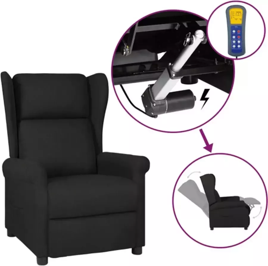 VidaXL Fauteuil verstelbaar elektrisch stof zwart - Foto 3