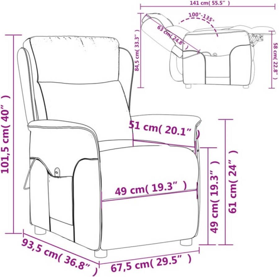 VIDAXL Fauteuil verstelbaar elektrisch stof zwart