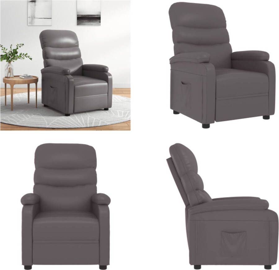 vidaXL Fauteuil verstelbaar kunstleer grijs Fauteuil Fauteuils Leunstoel Relaxfauteuil