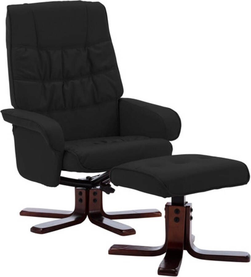 VidaXL Fauteuil verstelbaar met voetenbankje kunstleer zwart - Foto 2