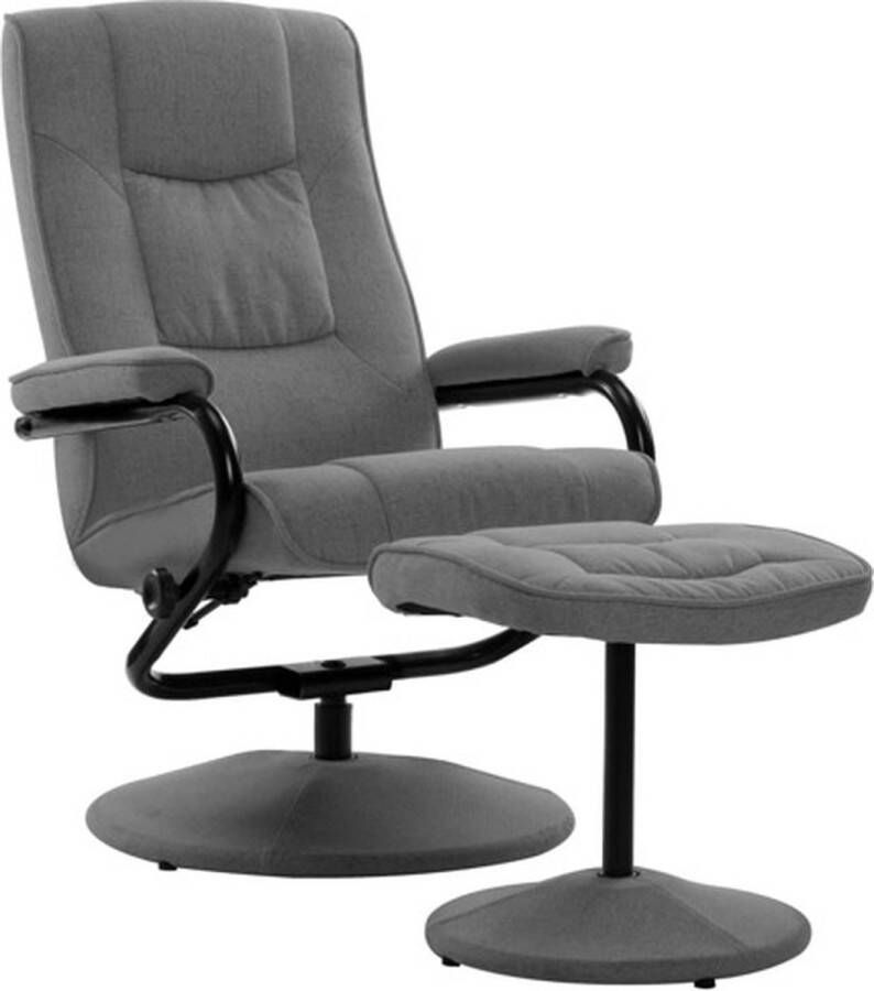 The Living Store Fauteuil verstelbaar met voetenbankje stof lichtgrijs Verstelbare Fauteuil Fauteuils Lounge Stoel Relaxfauteuil Zitzak