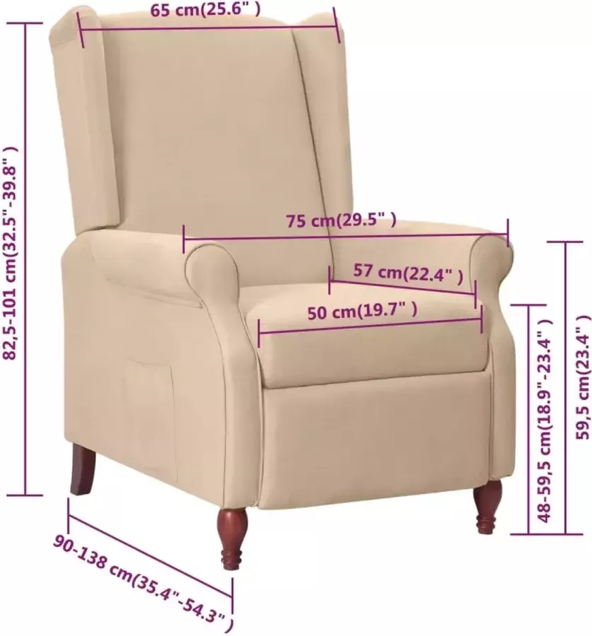 VidaXL Fauteuil verstelbaar microvezelstof taupe