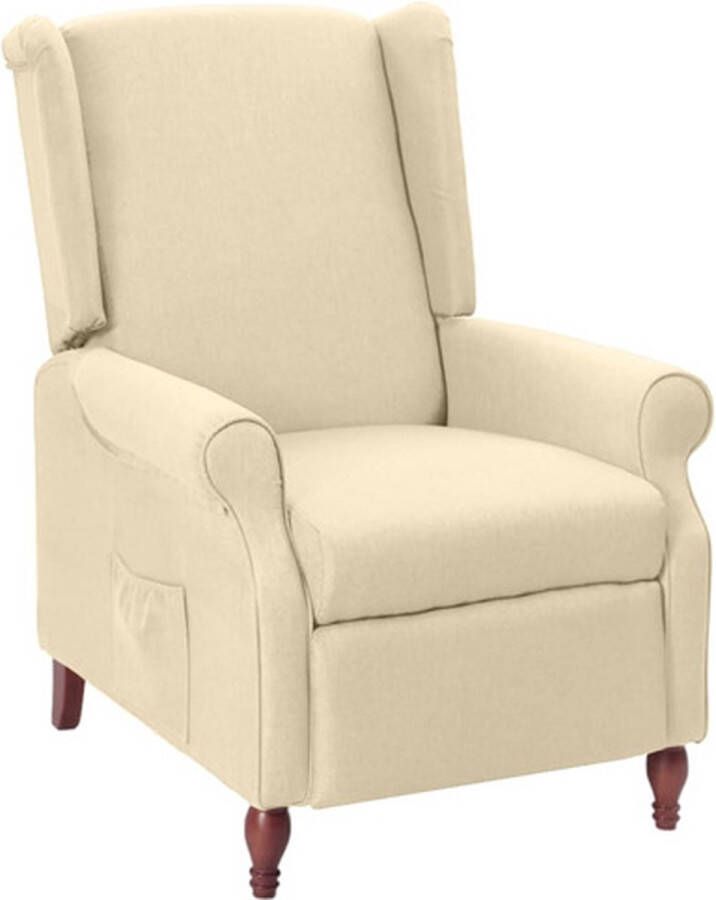 VidaXL Fauteuil verstelbaar stof crèmekleurig - Foto 5