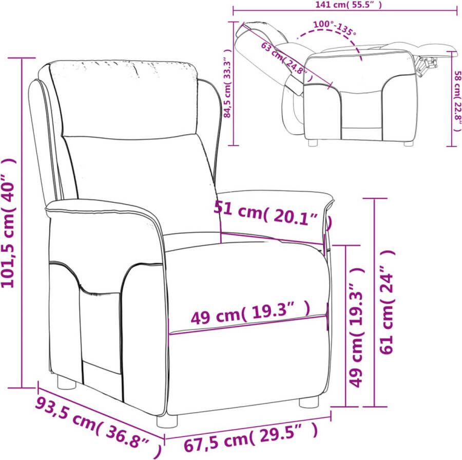 VIDAXL Fauteuil verstelbaar stof lichtgeel - Foto 3