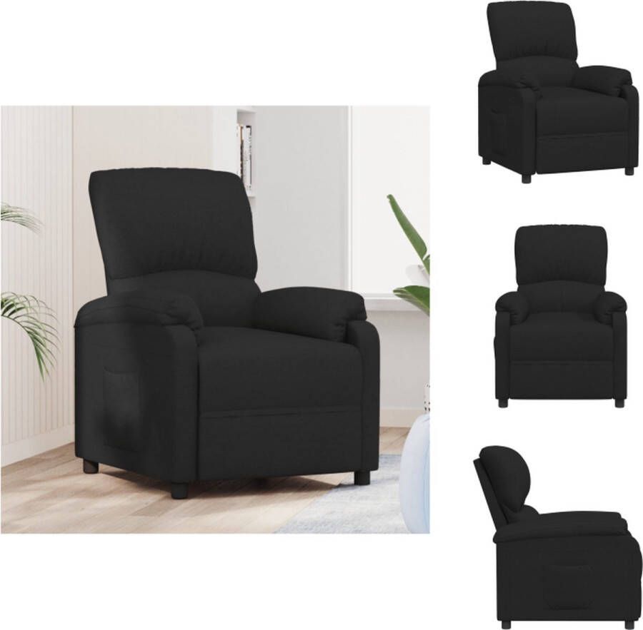 vidaXL Fauteuil verstelbaar Zwart stof 71 x 95 x 102 cm Verstelbare rugleuning en voetensteun Montage vereist Fauteuil