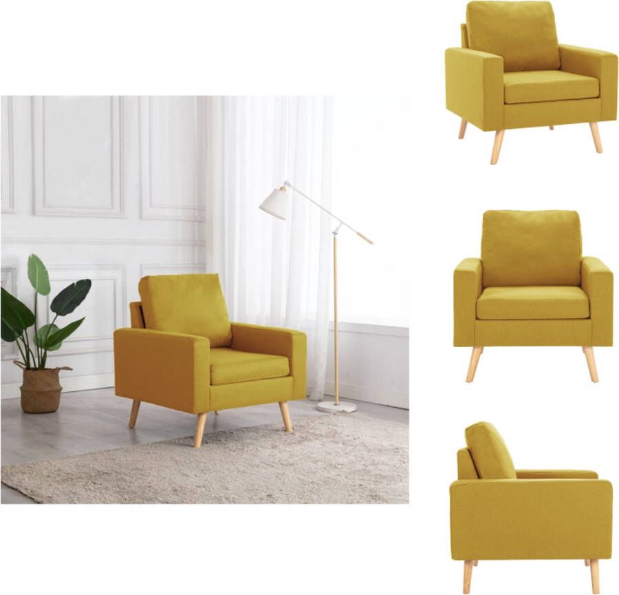 VidaXL Fauteuil Fauteuils Stoffen Stoel Stoffen Stoelen Fauteuil stof geel - Foto 2
