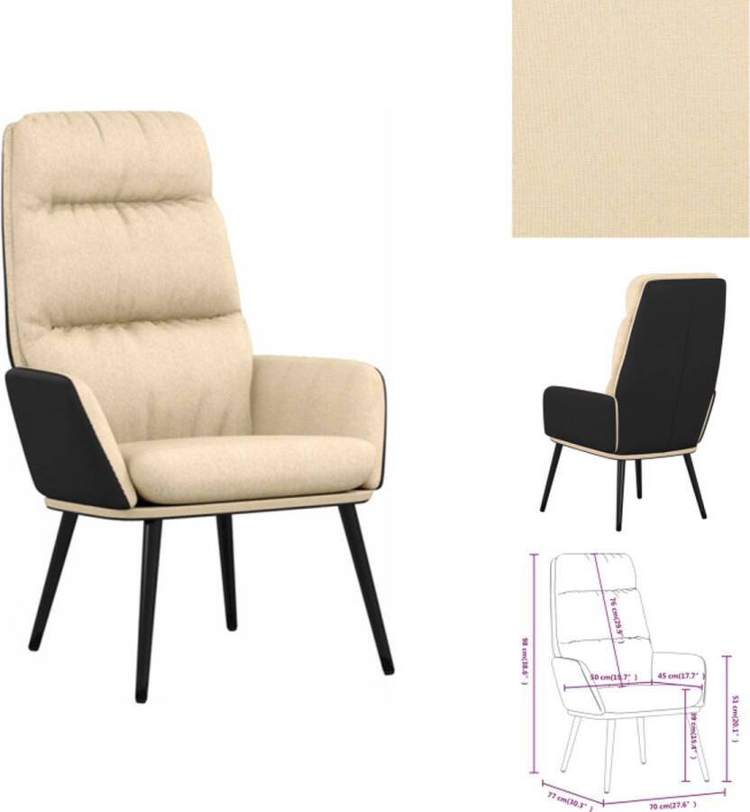 VidaXL Relaxstoel Relaxstoelen Fauteuil Relaxfauteuil Relaxstoel stof crèmekleurig - Foto 2