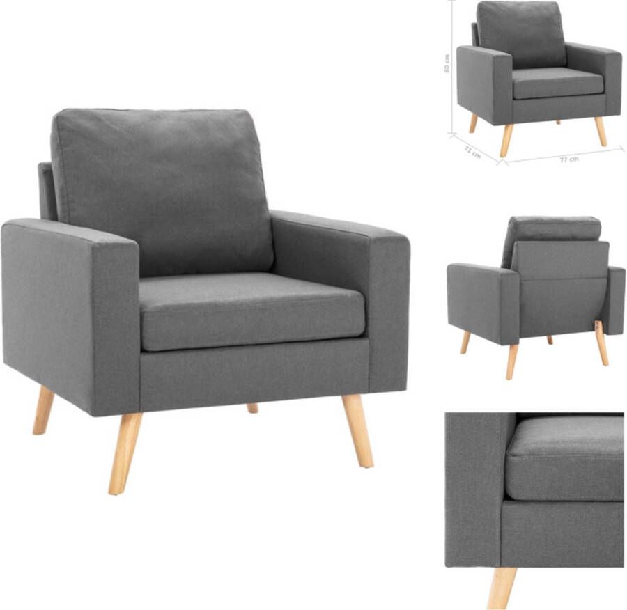 VidaXL Fauteuil Zitmeubels 77 x 71 x 80 cm Lichtgrijs stoffen bekleding Fauteuil - Foto 3