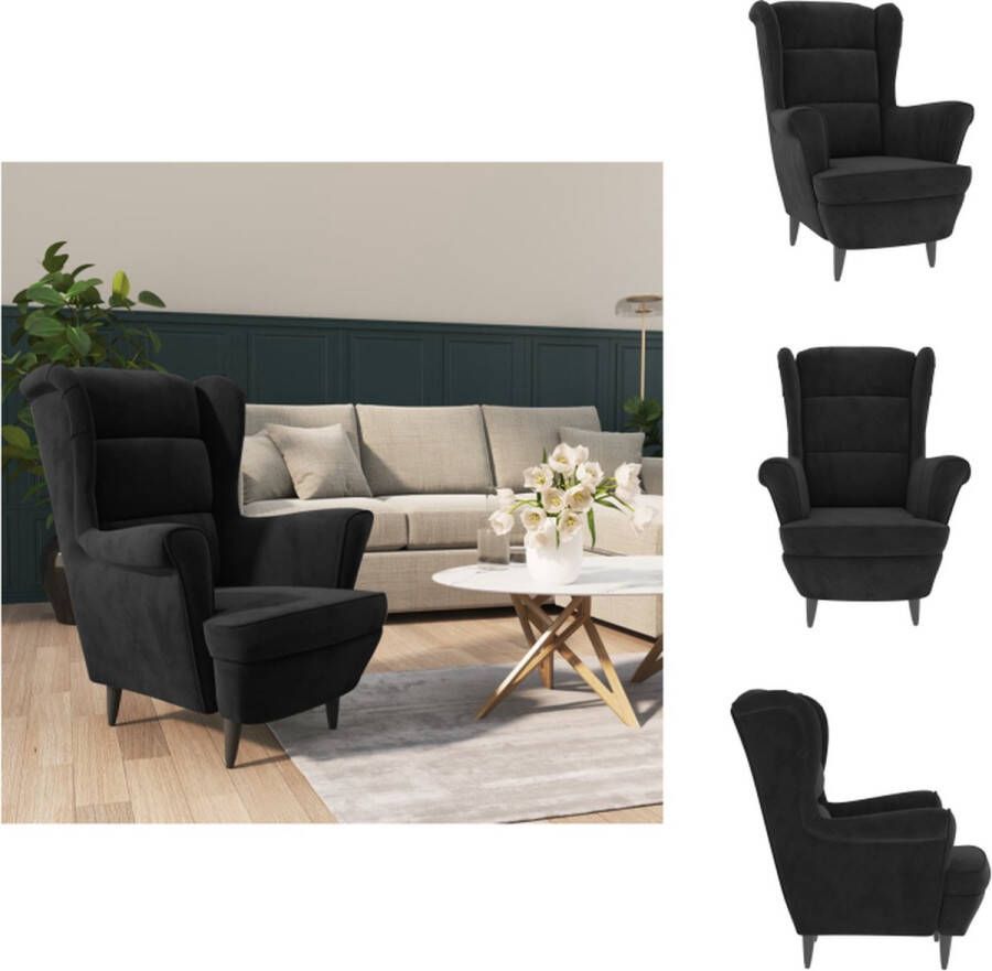 VidaXL Fauteuil Zwart fluweel 81 x 90 x 96.5 cm Multiplex frame Fauteuil