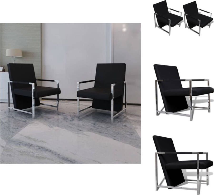 VidaXL Fauteuilset Moderne Vormgeving Stoelenset van Hoge Kwaliteit 53 x 69 x 73 cm Chromen Voeten Fauteuil - Foto 2