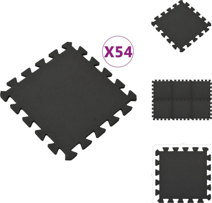VidaXL Sportmat Sportmatten Puzzelsportmat Puzzelsportmatten 54x Vloermatten 4 86 ㎡ EVA-schuim zwart