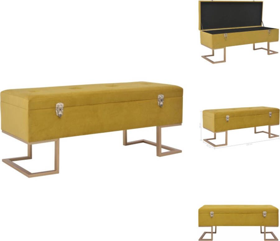 VidaXL Bank Banken Bankje Bankjes Bankje met opbergvak 105 cm fluweel mosterdkleurig