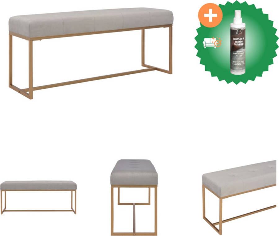 VidaXL Fluweel Halbank Grijs 120x36x45 cm Hocker Inclusief Reiniger