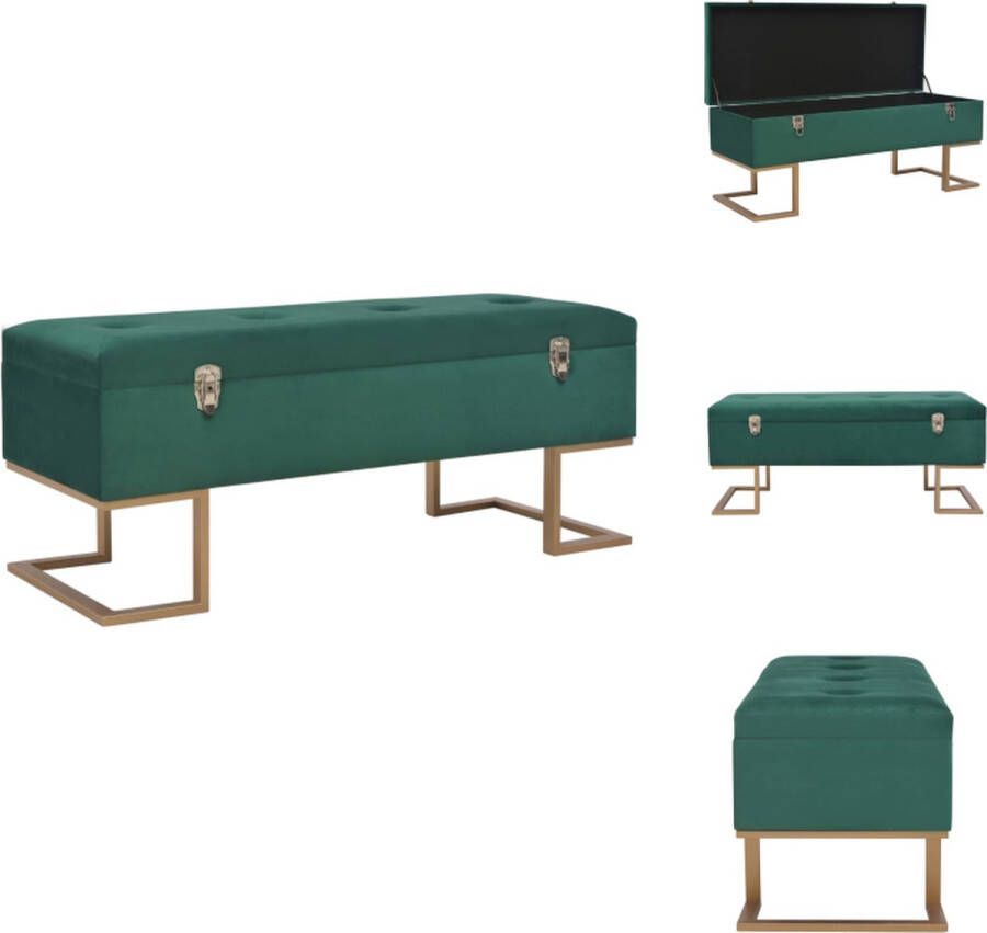 VidaXL Bank Banken Bankje Bankjes Bankje met opbergvak 105 cm fluweel groen