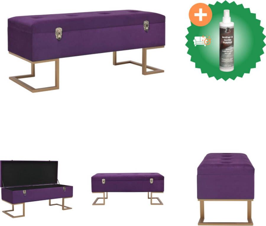 VidaXL Fluwelen Bank Paars 105 x 40 x 44 cm Met Intern Opbergvak Hocker Inclusief Reiniger