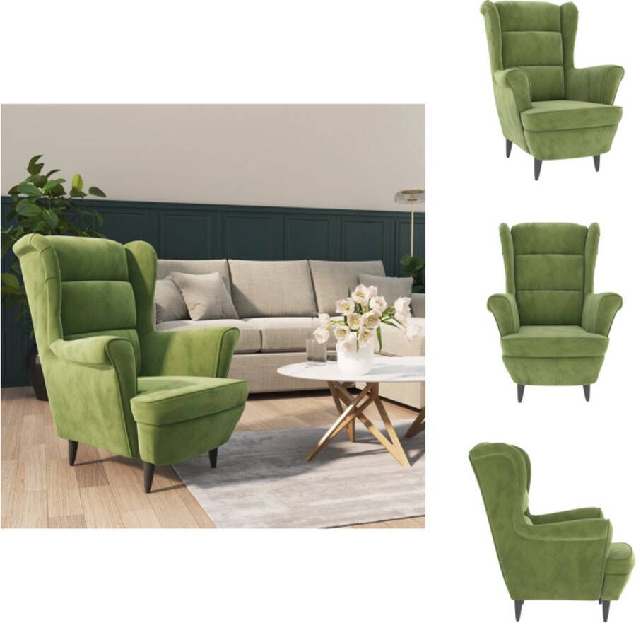 VidaXL Fluwelen Fauteuil Lichtgroen 81 x 90 x 96.5 cm (B x D x H) Fauteuil