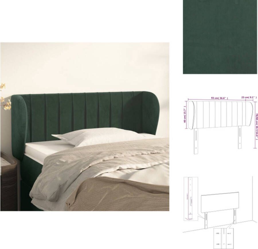 VidaXL Hoofdbord Hoofdborden Hoofdeinde Houten Hoofdbord met randen 93x23x78 88 cm fluweel donkergroen - Foto 2