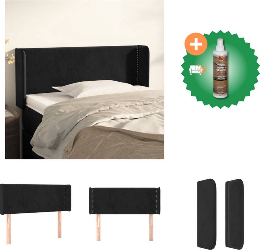 VidaXL Fluwelen Hoofdbord Zwart 83 x 16 x 78 88 cm Verstelbare Hoogte Stabiele Poten Bedonderdeel Inclusief Houtreiniger en verfrisser - Foto 2