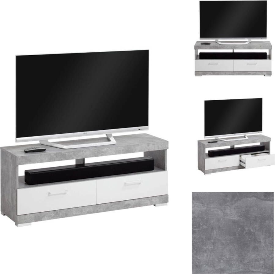VidaXL FMD- TV Meubel Tv-meubel Cristal 120cm Wit- Grijs- Betonlook Kast