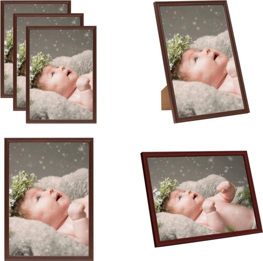 VidaXL Fotolijsten 3 st voor tafel 10x15 cm MDF donkerrood Fotolijst Fotolijsten Lijst Lijsten