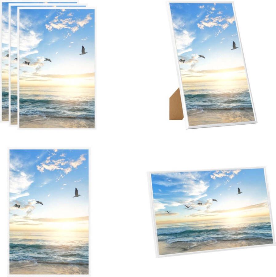 VidaXL Fotolijsten 3 st voor tafel 10x15 cm MDF wit Fotolijst Fotolijsten Lijst Lijsten