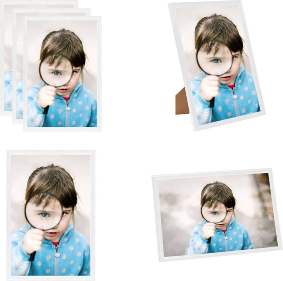 VidaXL Fotolijsten 3 st voor tafel 10x15 cm MDF wit Fotolijst Fotolijsten Lijst Lijsten