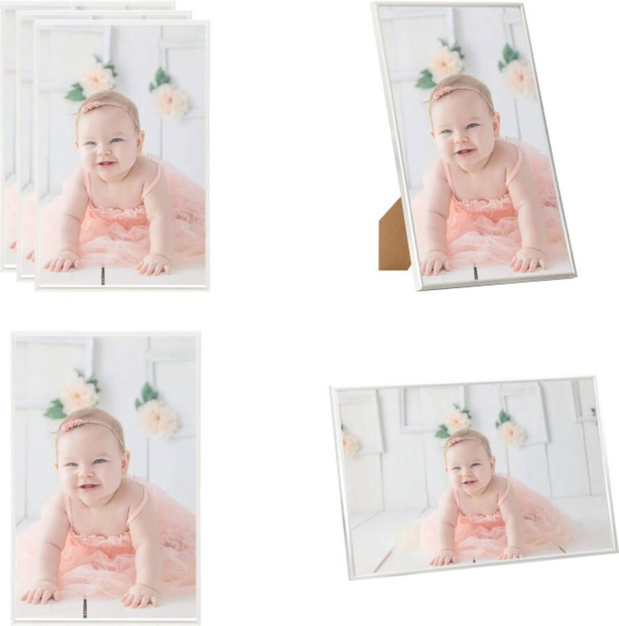 VidaXL Fotolijsten 3 st voor tafel 10x15 cm MDF zilverkleurig Fotolijst Fotolijsten Lijst Lijsten