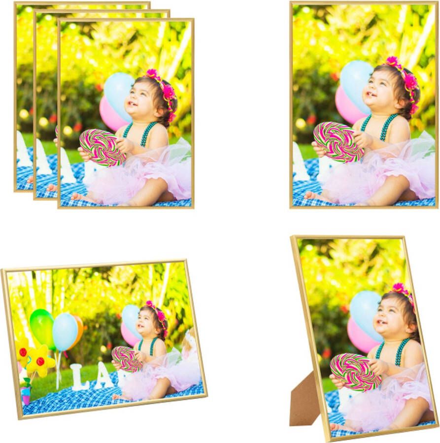 VidaXL Fotolijsten 3 st voor tafel 18x24 cm MDF goudkleurig Fotolijst Fotolijsten Lijst Lijsten