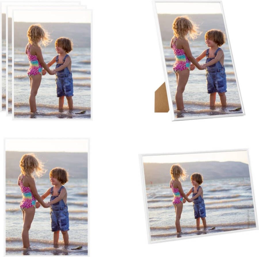 VidaXL Fotolijsten 3 st voor tafel 18x24 cm MDF wit Fotolijst Fotolijsten Lijst Lijsten