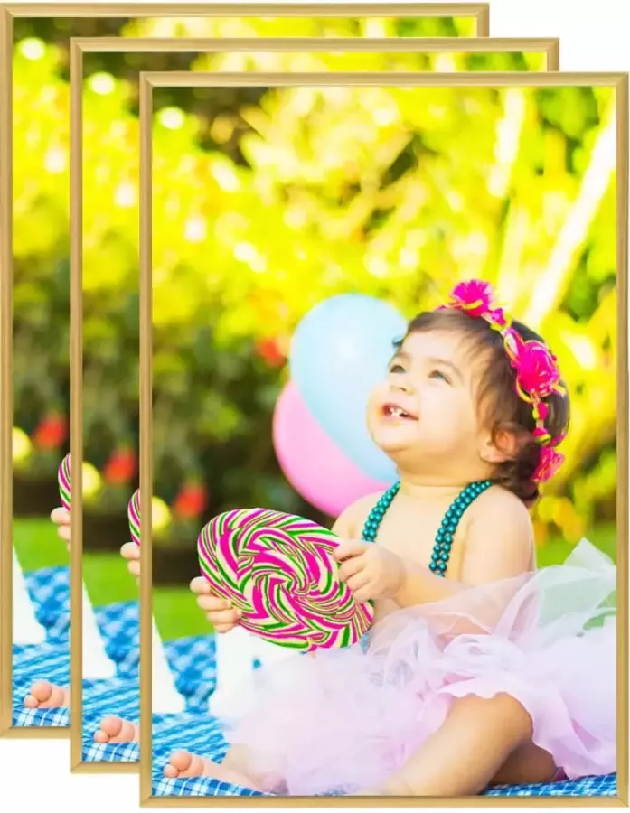 VidaXL Fotolijsten 3 st voor tafel 21x29 7cm MDF goudkleurig - Foto 2