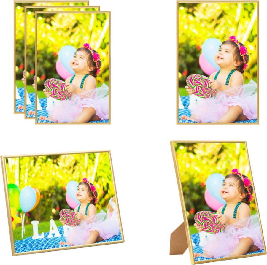 VidaXL Fotolijsten 3 st voor tafel 21x29-7cm MDF goudkleurig Fotolijst Fotolijsten Lijst Lijsten