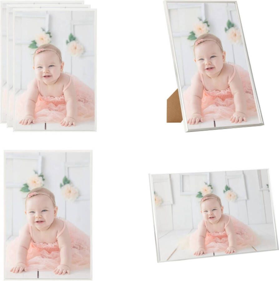 VidaXL Fotolijsten 3 st voor tafel 21x29 7cm MDF zilverkleurig Fotolijst Fotolijsten Lijst Lijsten - Foto 2