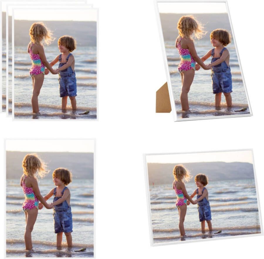 VidaXL Fotolijsten 3 st voor wand of tafel 40x50 cm MDF wit Fotolijst Fotolijsten Lijst Lijsten