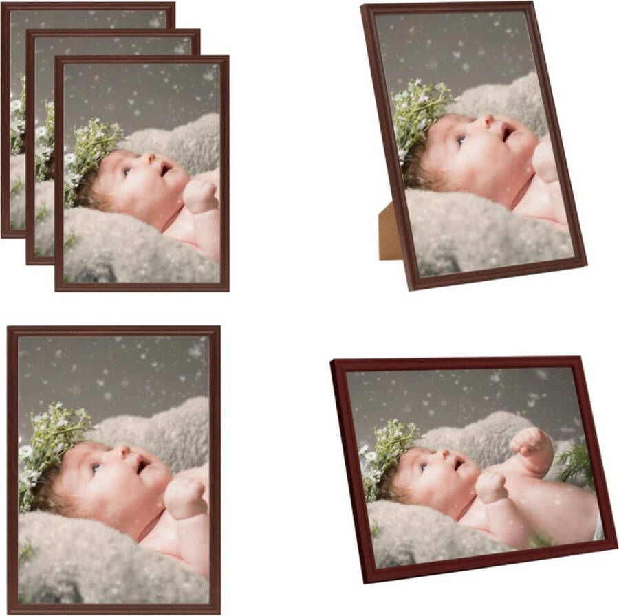 VidaXL Fotolijsten 3 st voor wand of tafel 50x70 cm donkerrood Fotolijst Fotolijsten Lijst Lijsten